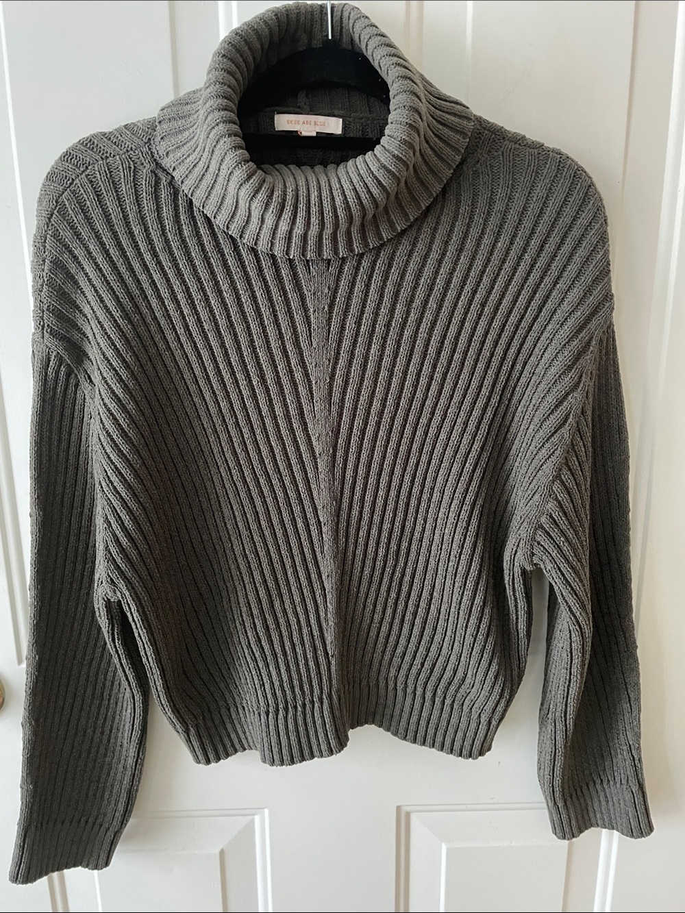 Skies Are Blue Ribbed Dark Green Turtleneck Sweater Fall/Winter